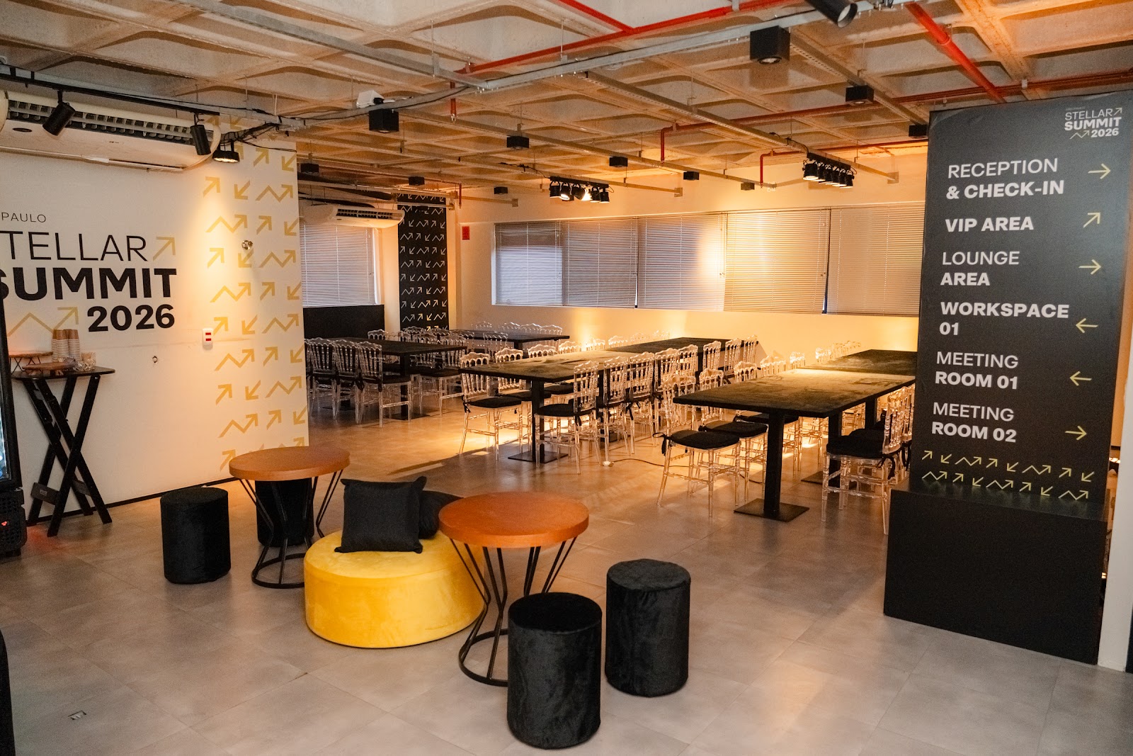 The home base — branded walls, work tables and lounge